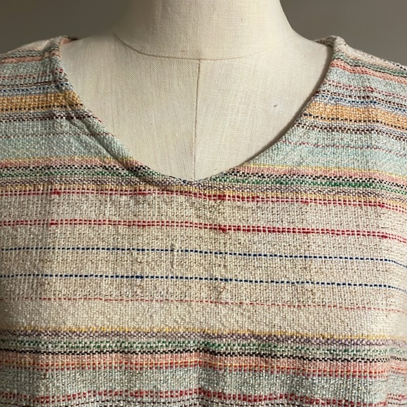 DYLAN multicolor textured knit pullover poncho top OVERDIZED V neck drop S/S SM - Picture 3 of 17